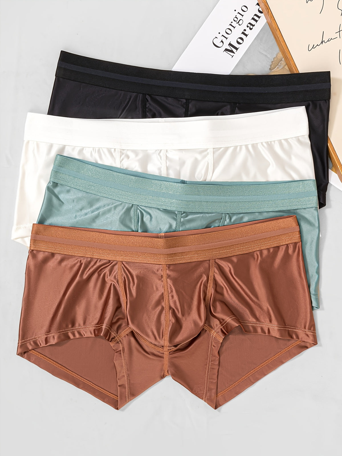 Boxer respirant microfibre homme — lot de 4, uni, assortiment B