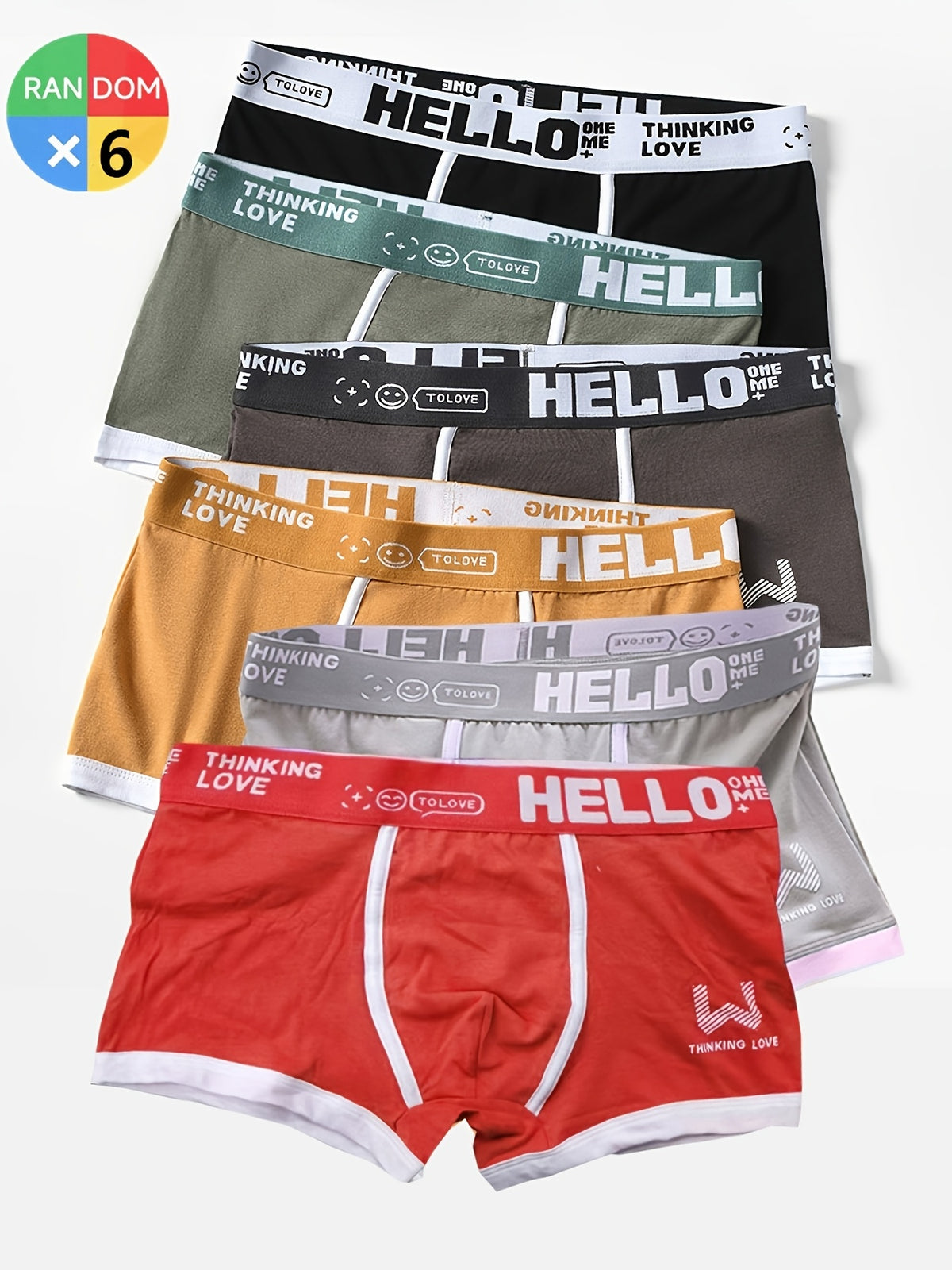 Boxer de sport d'intérieur coton homme — lot de 6, imprimé