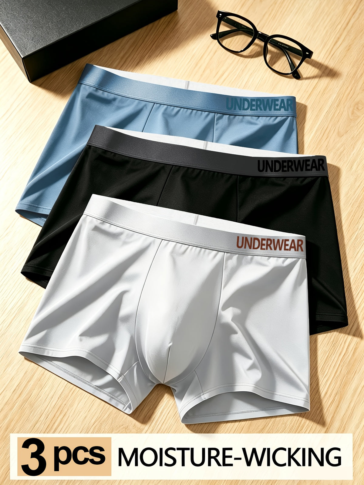 Boxer de sport respirant bambou homme — lot de 3, uni, assortiment S, du XS au XL