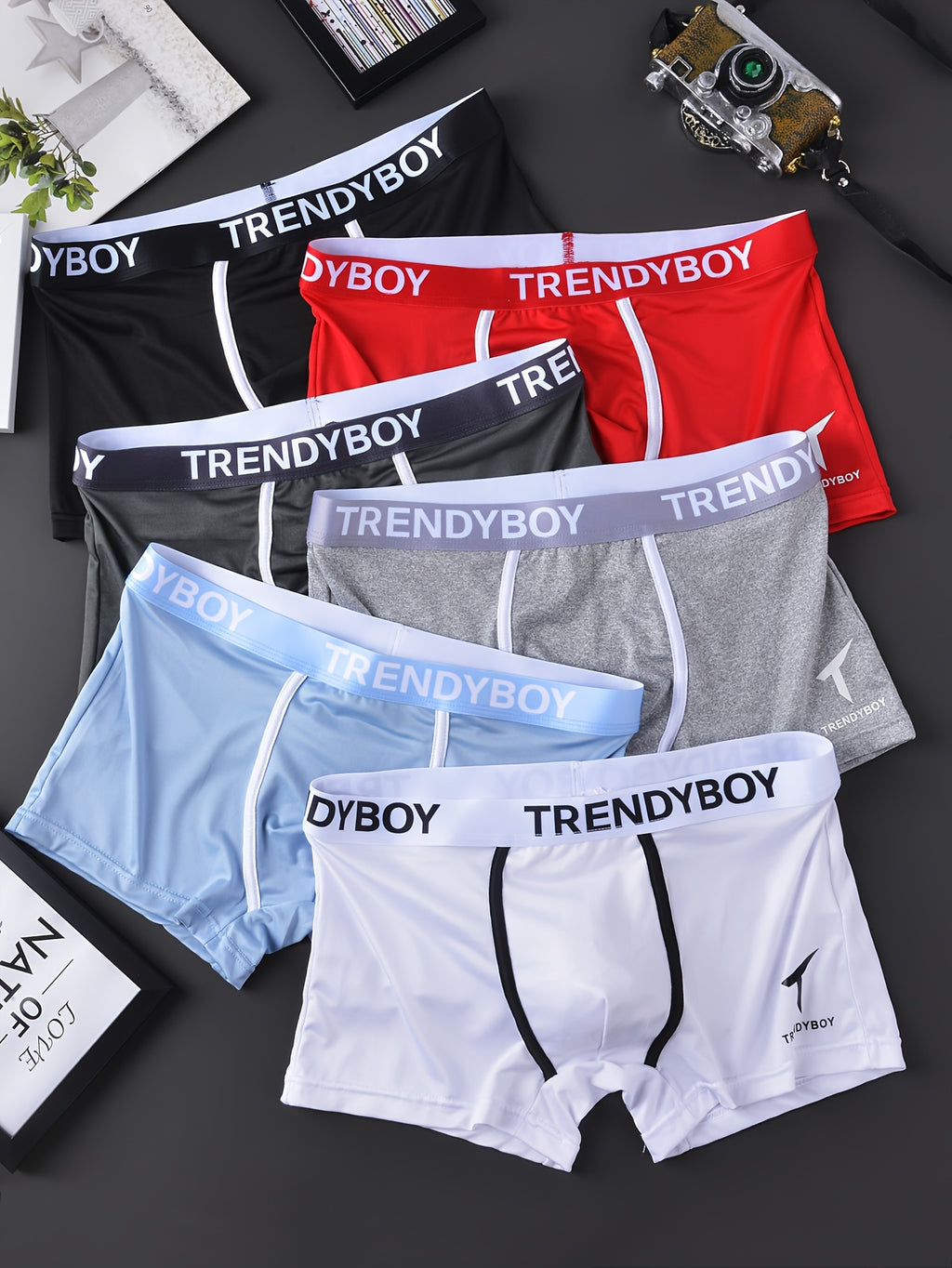 Boxer respirant microfibre homme — lot de 6, géométrique, du S au XL