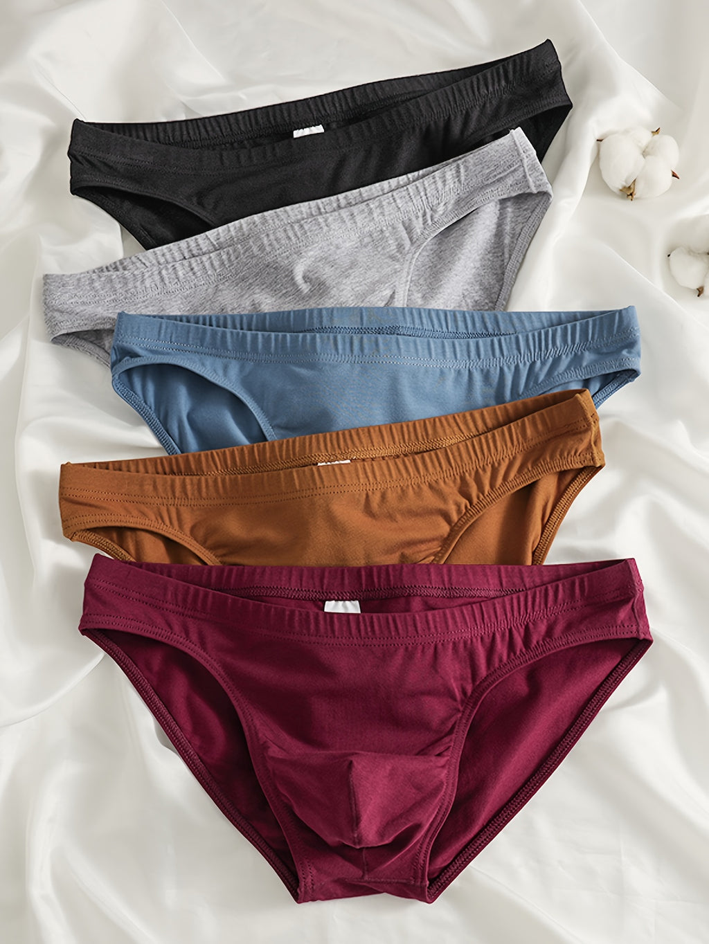 Slip long respirant coton homme — lot de 5, uni