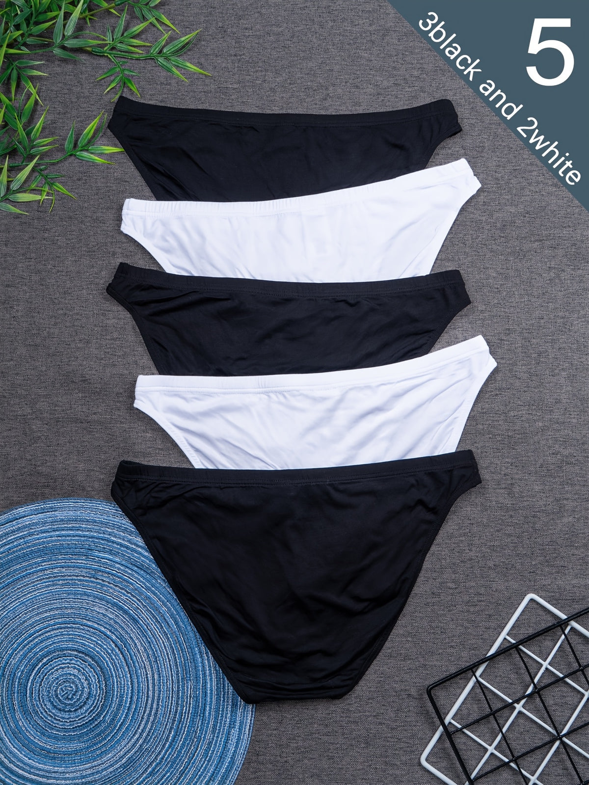 Slip respirant bambou homme — lot de 5, uni, du S au XXL