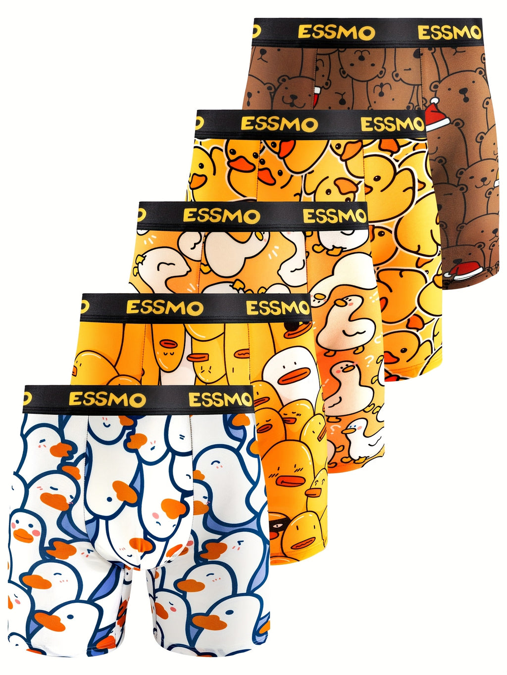 Boxer long microfibre homme — lot de 5, géométrique, assortiment S, du S au 3XL (modèle 2)