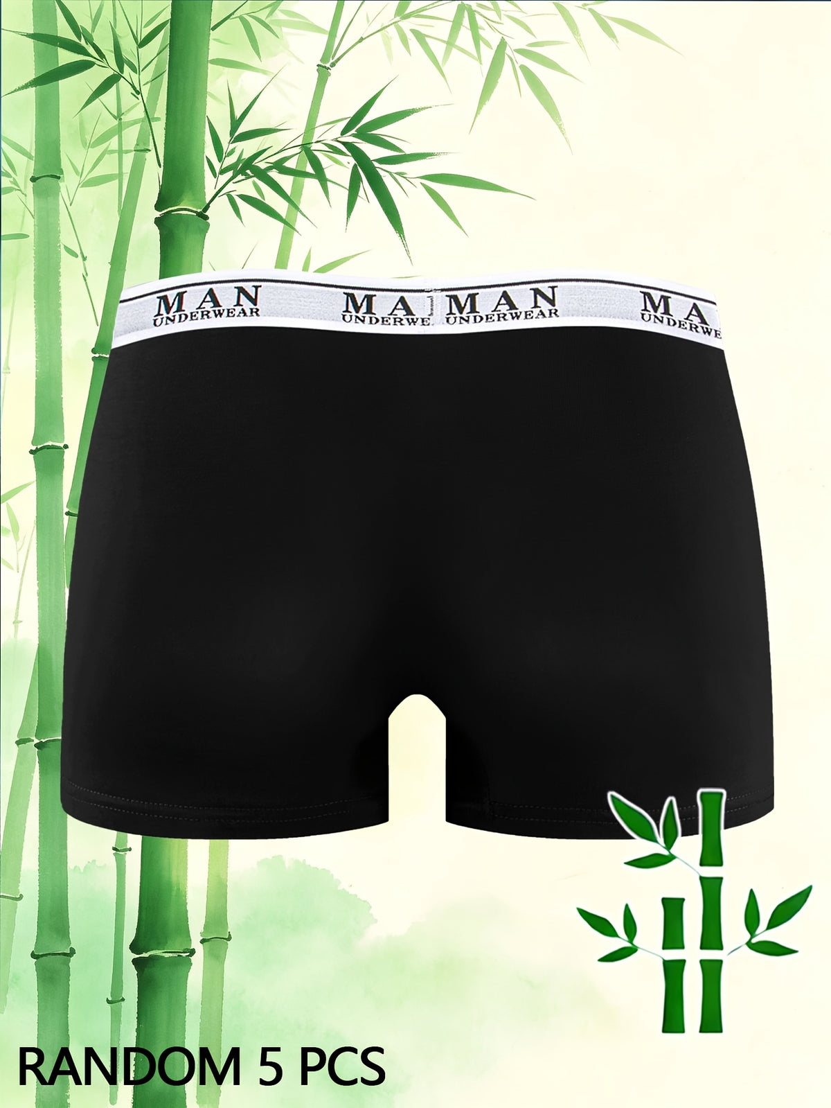 Boxer respirant bambou homme — lot de 5, uni, du S au XXL