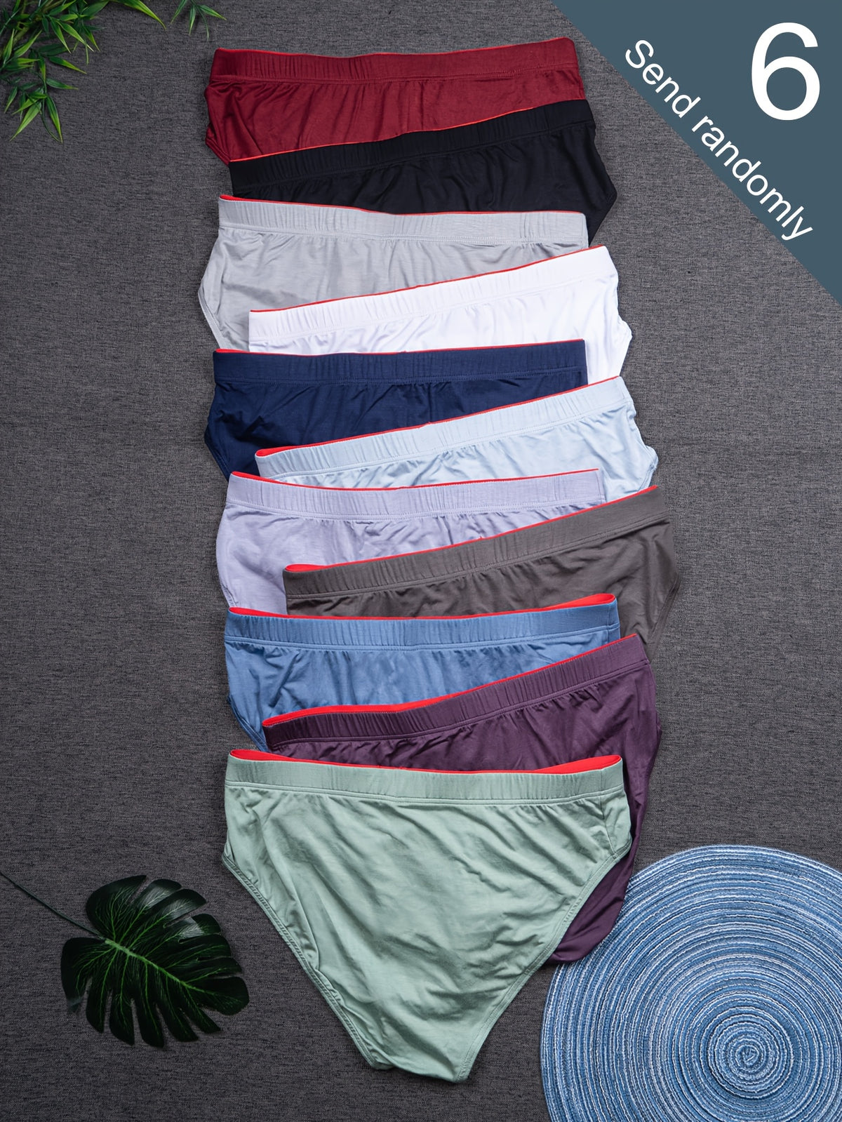 Slip respirant bambou homme — lot de 6, uni