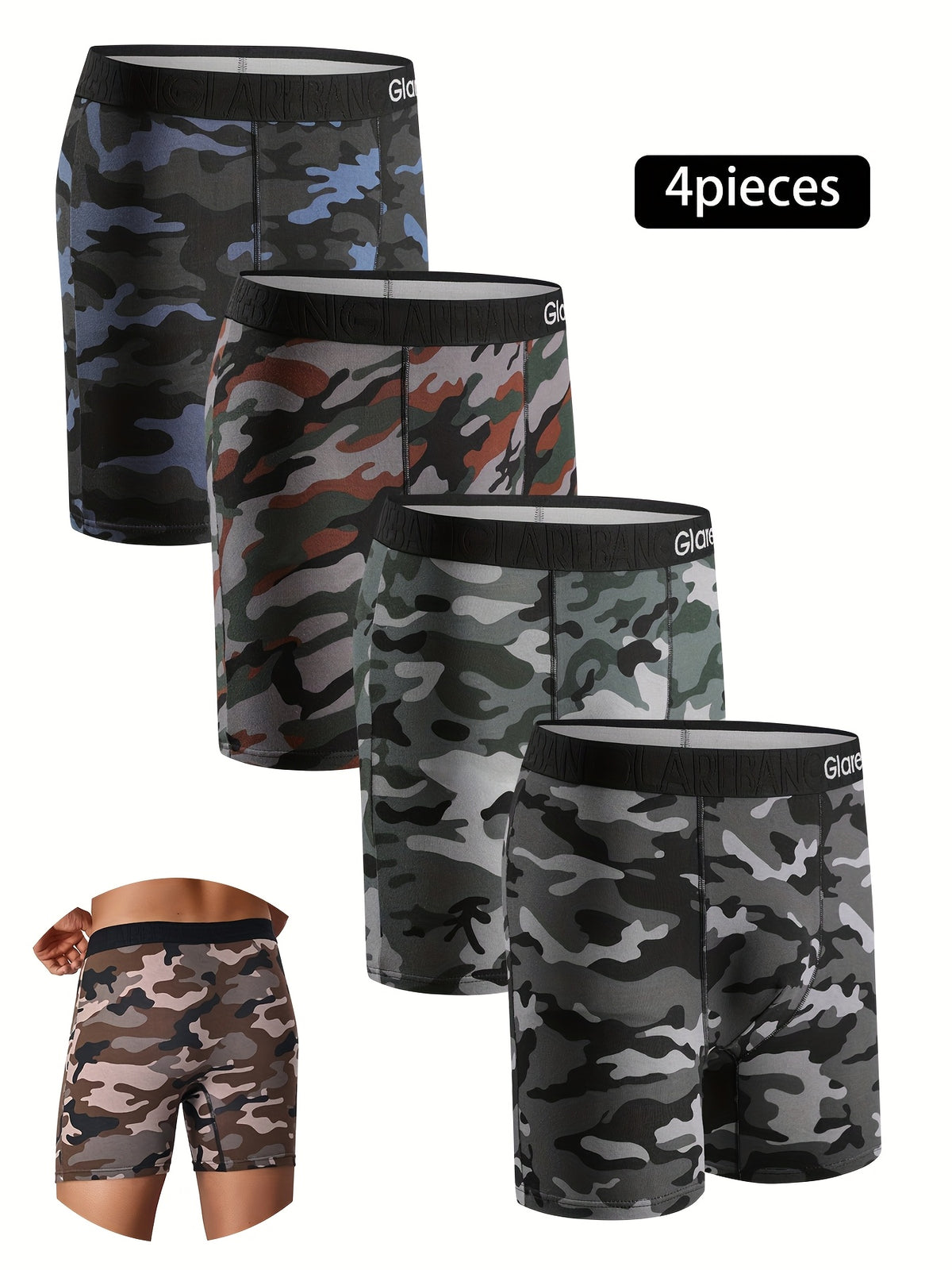 Boxer long coton homme — lot de 4