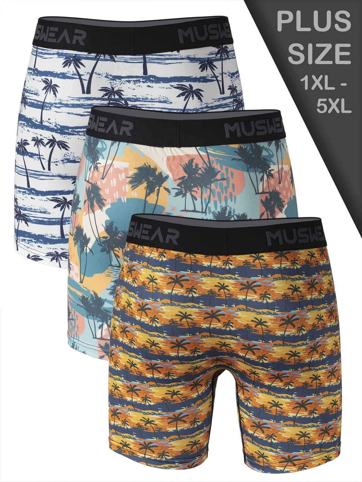 Boxer large grande taille microfibre homme — lot de 3, imprimé