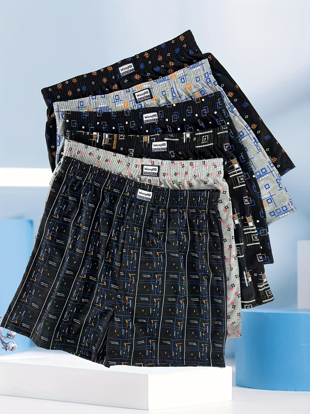 Boxer de sport respirant microfibre homme — lot de 3, géométrique, du M au 3XL
