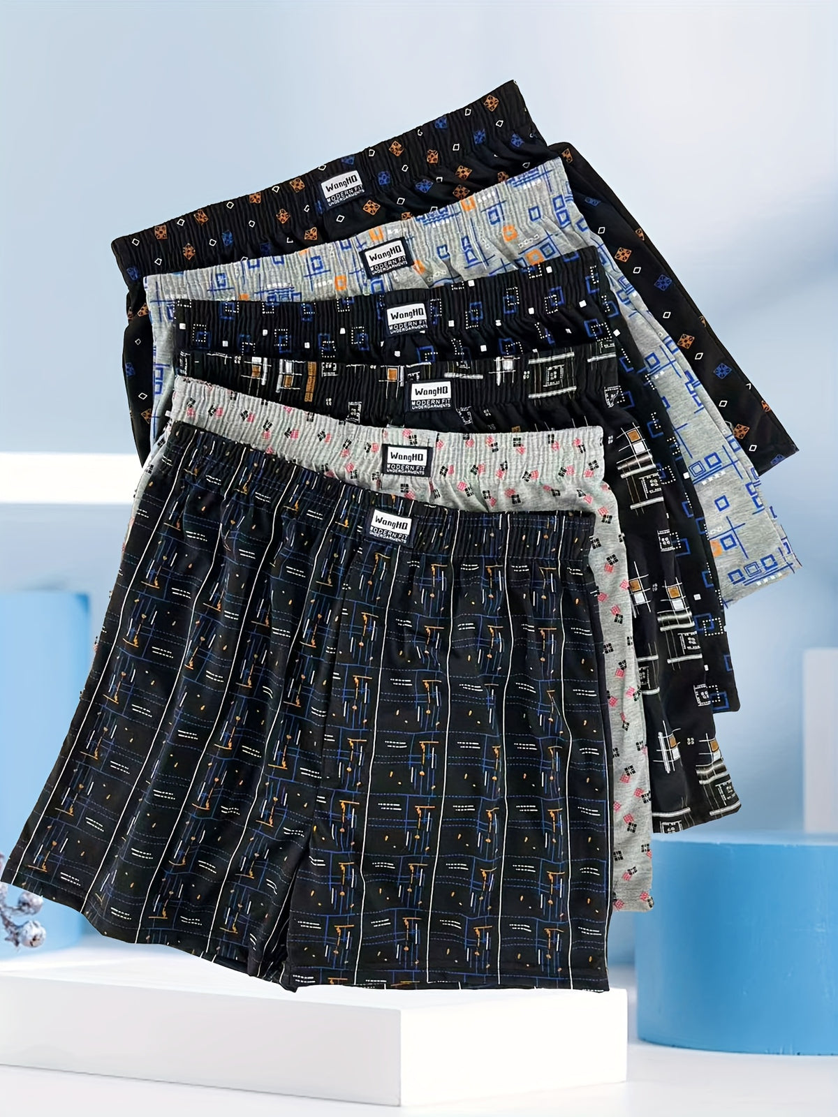 Boxer de sport respirant microfibre homme — lot de 3, géométrique, du M au 3XL