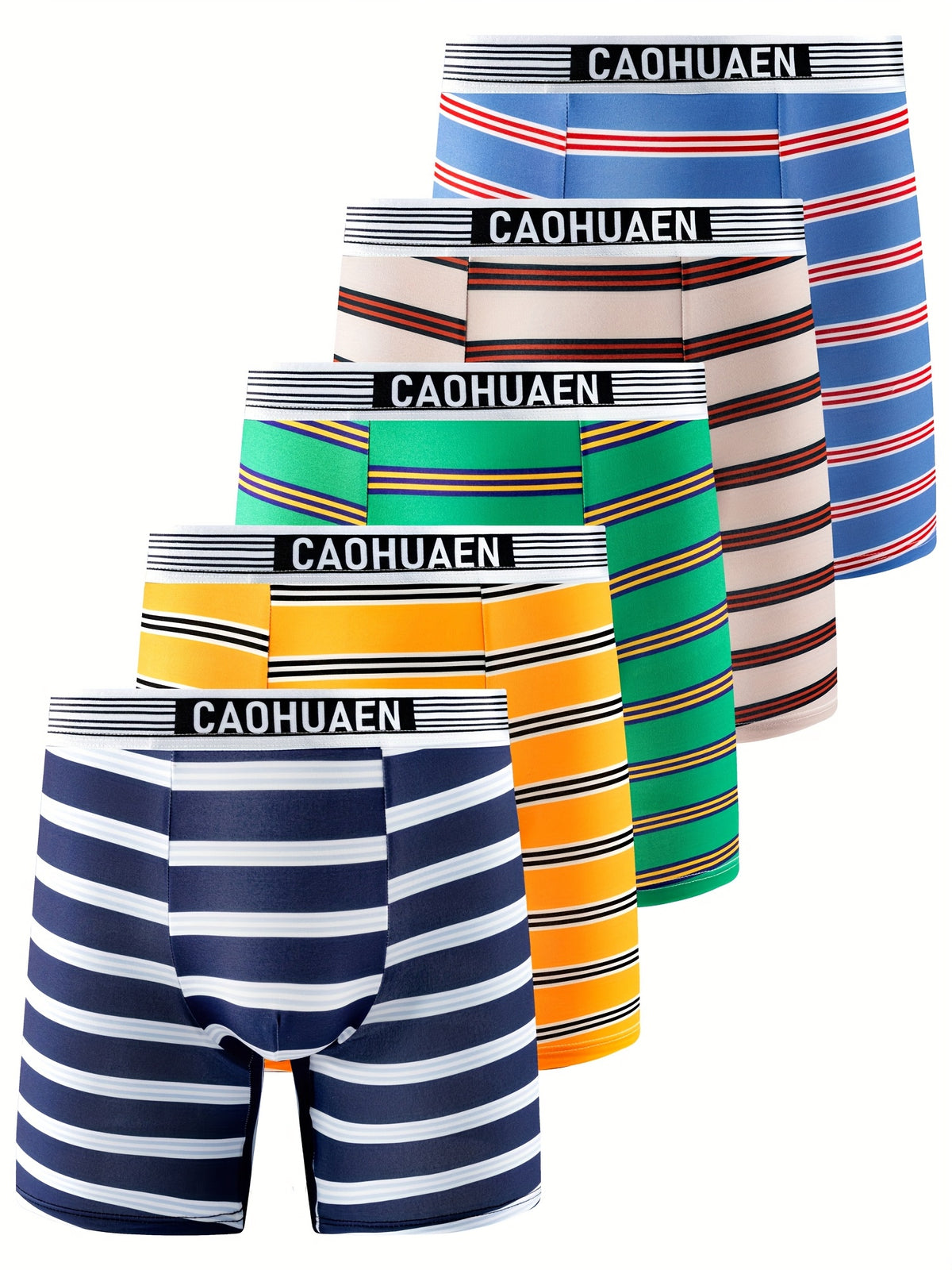 Boxer long séchage rapide microfibre homme — lot de 5, géométrique