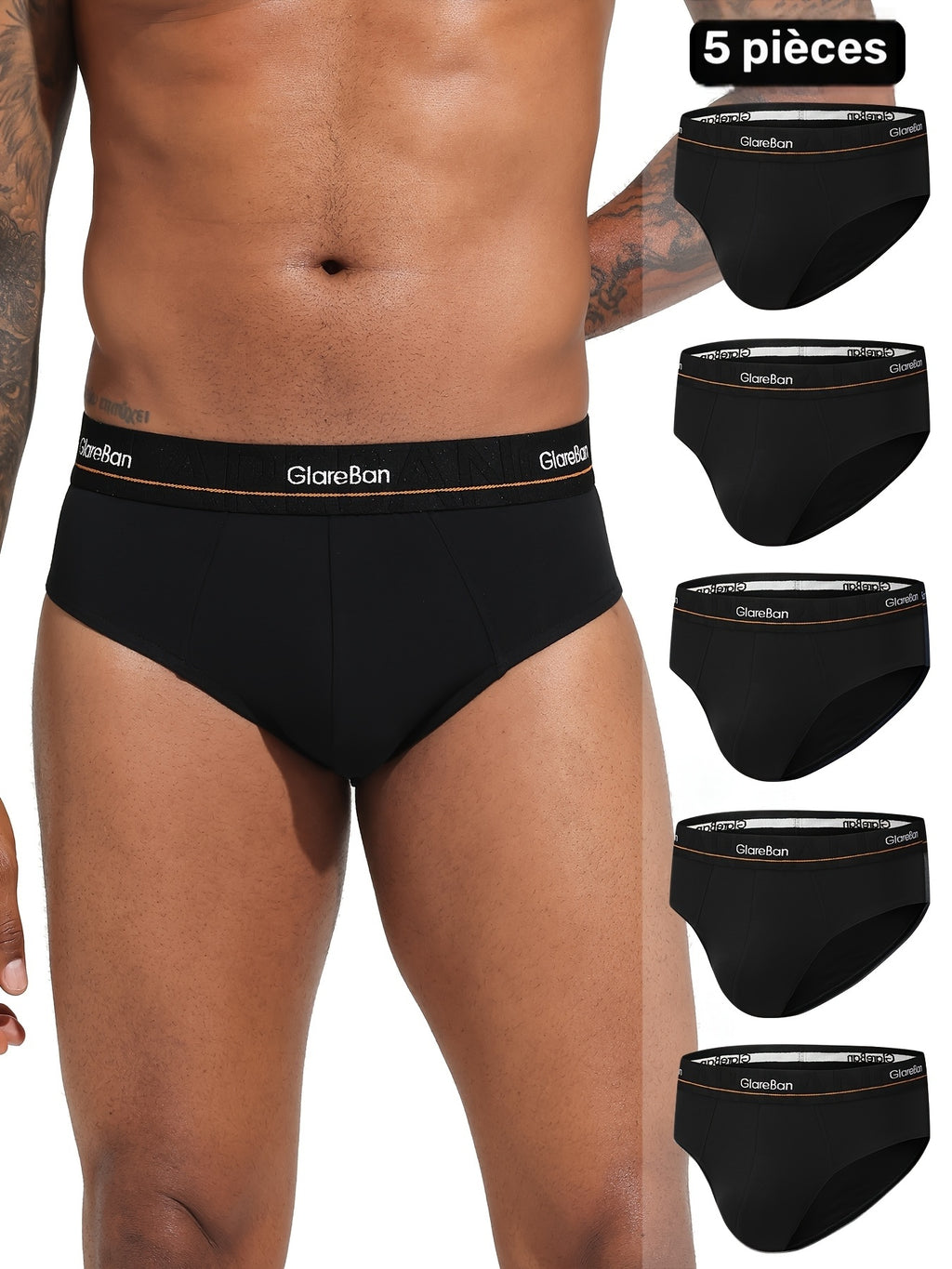 Slip coton homme — lot de 5, uni, assortiment E