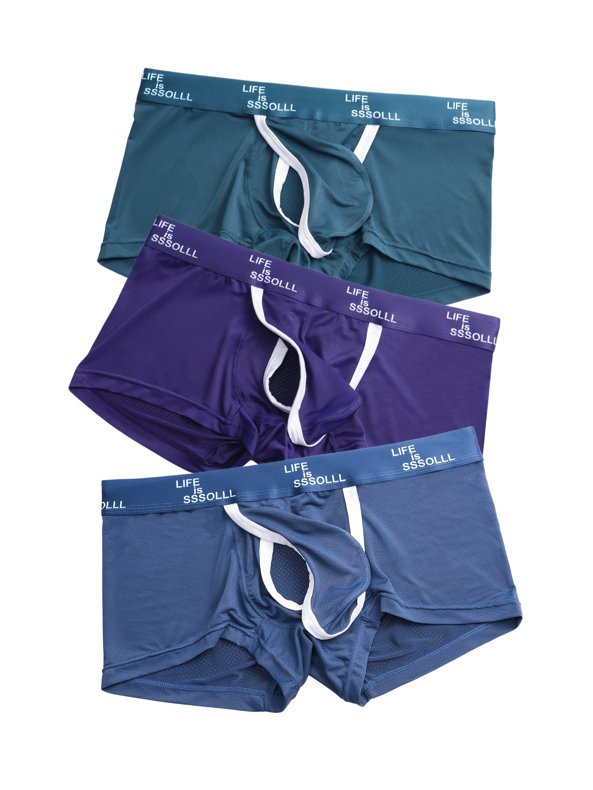 Boxer grande taille respirant microfibre homme — lot de 3, uni