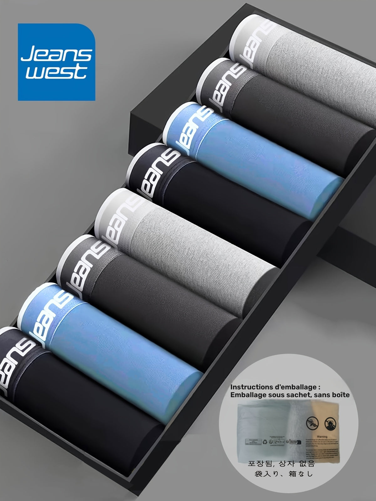 Boxer coton homme — lot de 8, uni