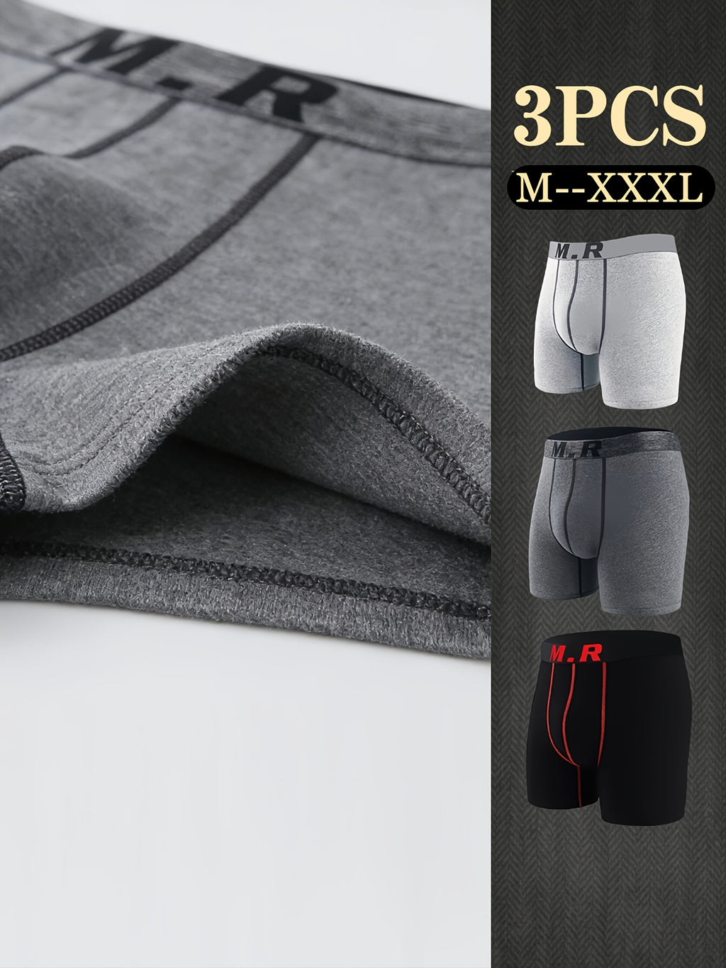 Boxer de sport respirant coton homme — lot de 3, uni, assortiment S