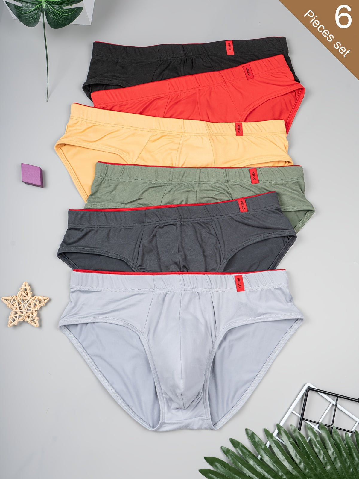 Slip respirant microfibre homme — lot de 6, assortiment A