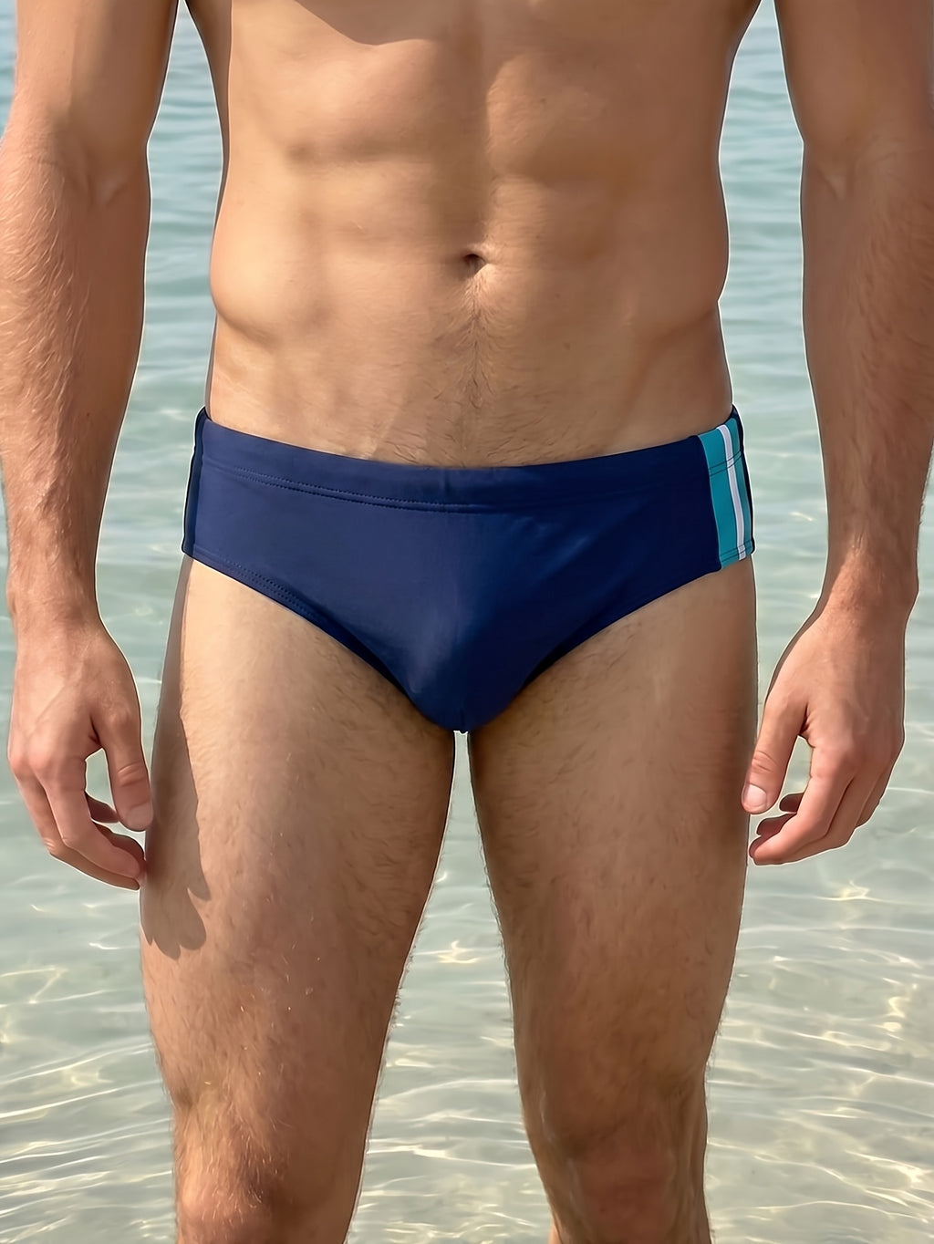 Slip de sport séchage rapide microfibre homme, couleur marine