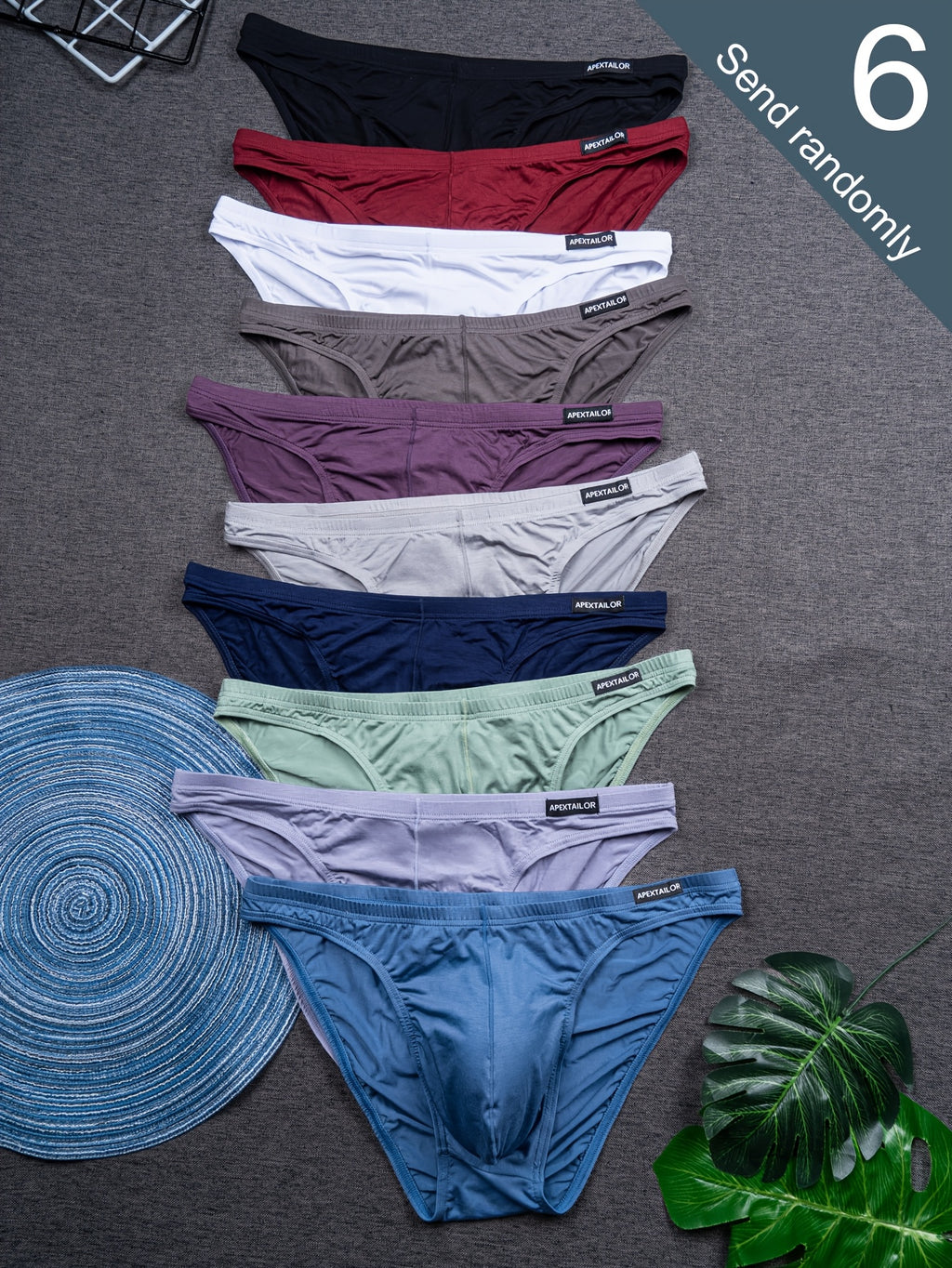 Slip moulant respirant bambou homme — lot de 6, uni