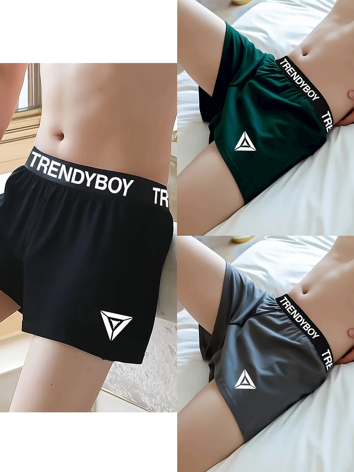 Slip de sport respirant coton homme — lot de 3, géométrique