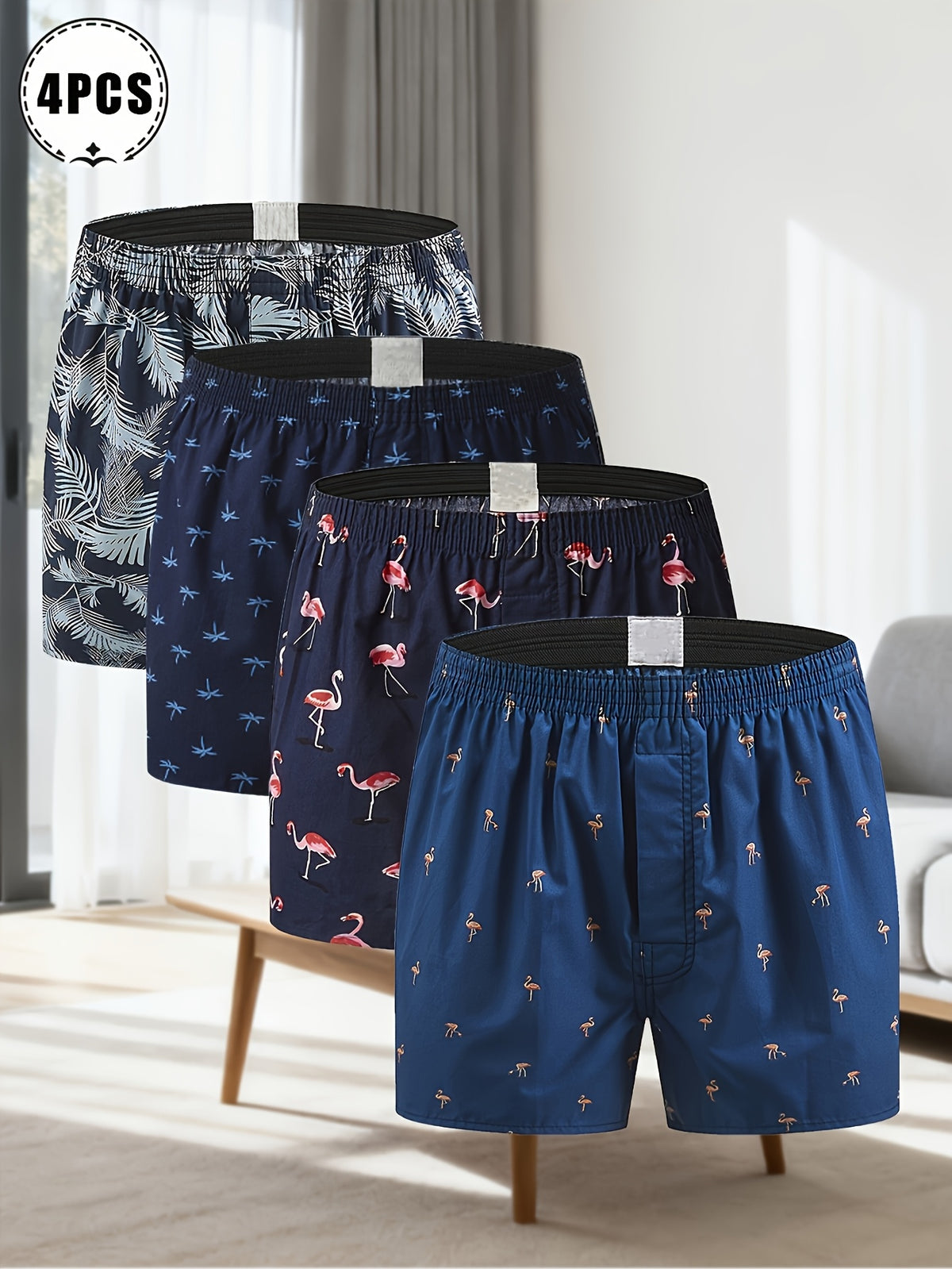 Boxer de sport d'intérieur coton homme — lot de 4, assortiment S