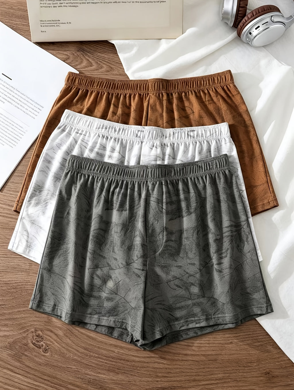 Boxer de sport d'intérieur coton homme — lot de 3, imprimé