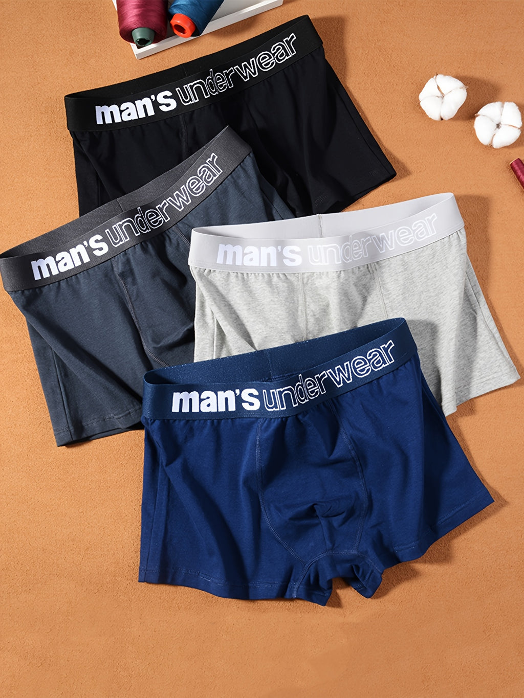 Boxer respirant coton homme — lot de 4, uni, du XXS au XL