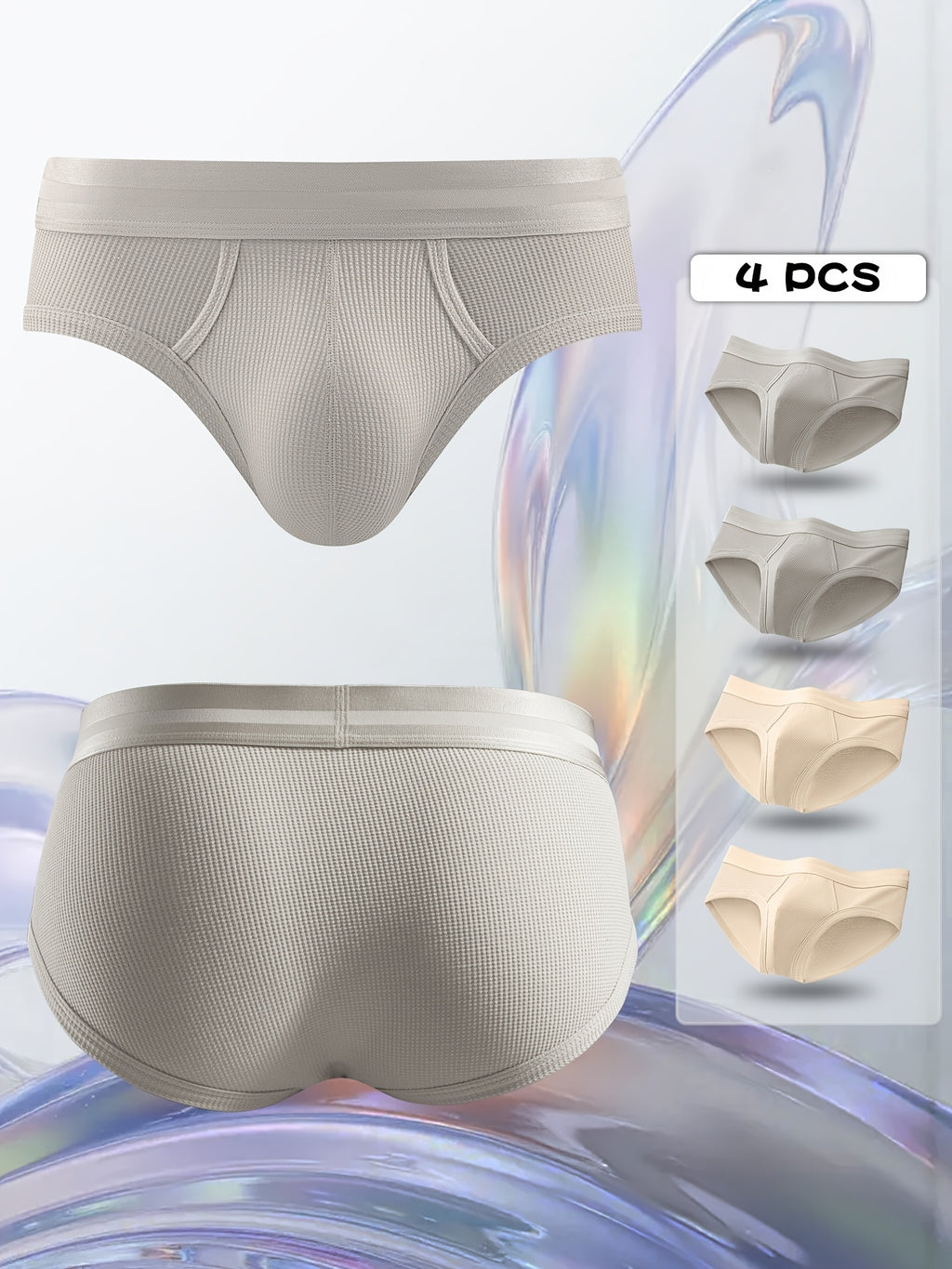 Slip respirant bambou homme — lot de 4, uni, assortiment A