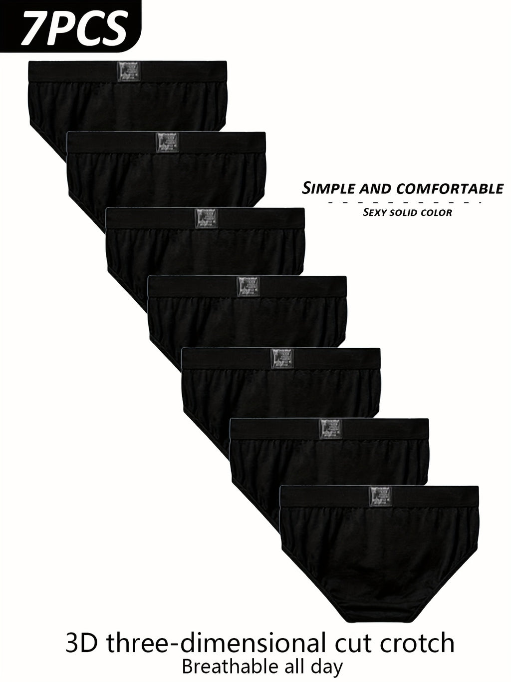 Slip coton homme — lot de 7, noir, 5 % d'élasthanne