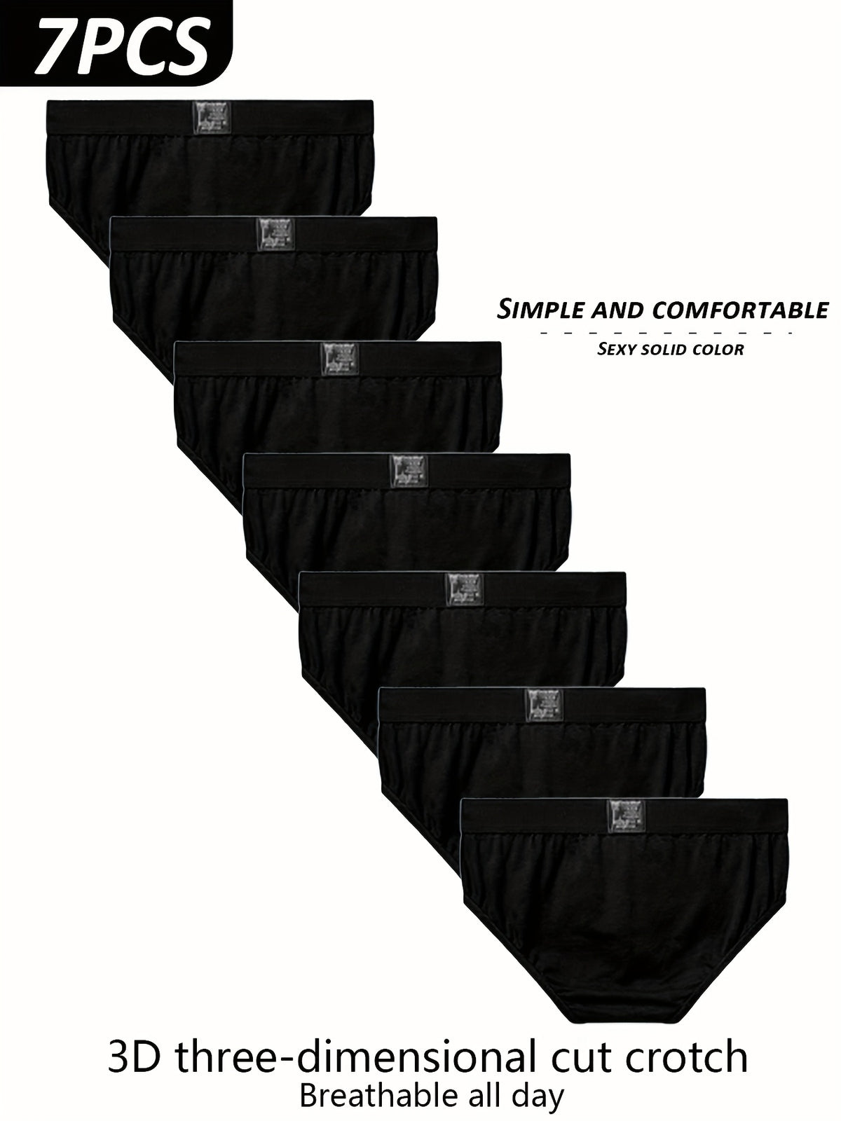 Slip coton homme — lot de 7, noir, 5 % d'élasthanne