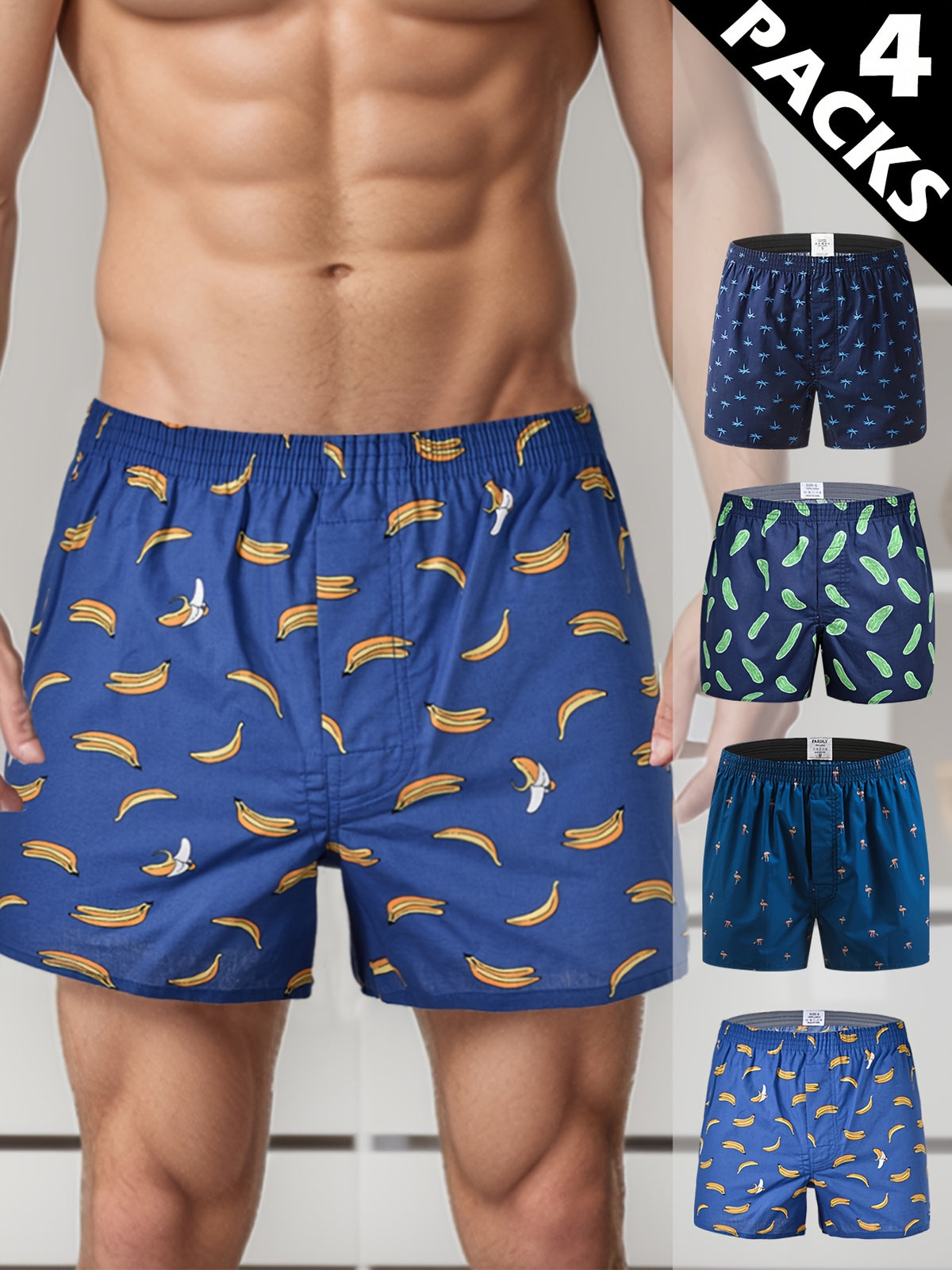 Boxer respirant d'intérieur coton homme — lot de 4