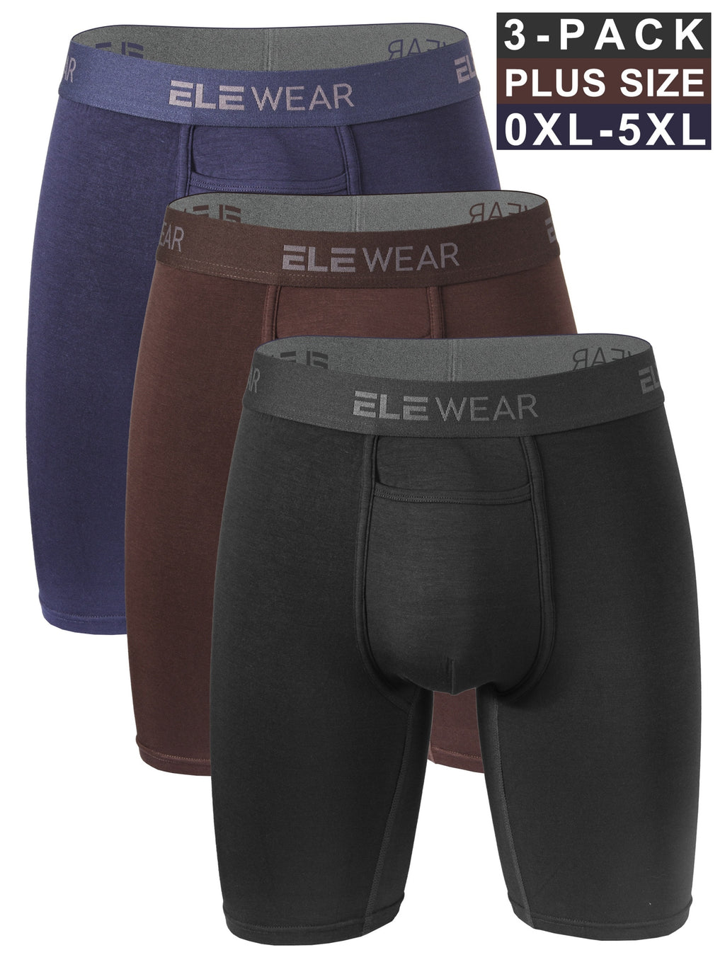 Boxer grande taille de sport modal homme — lot de 3, uni
