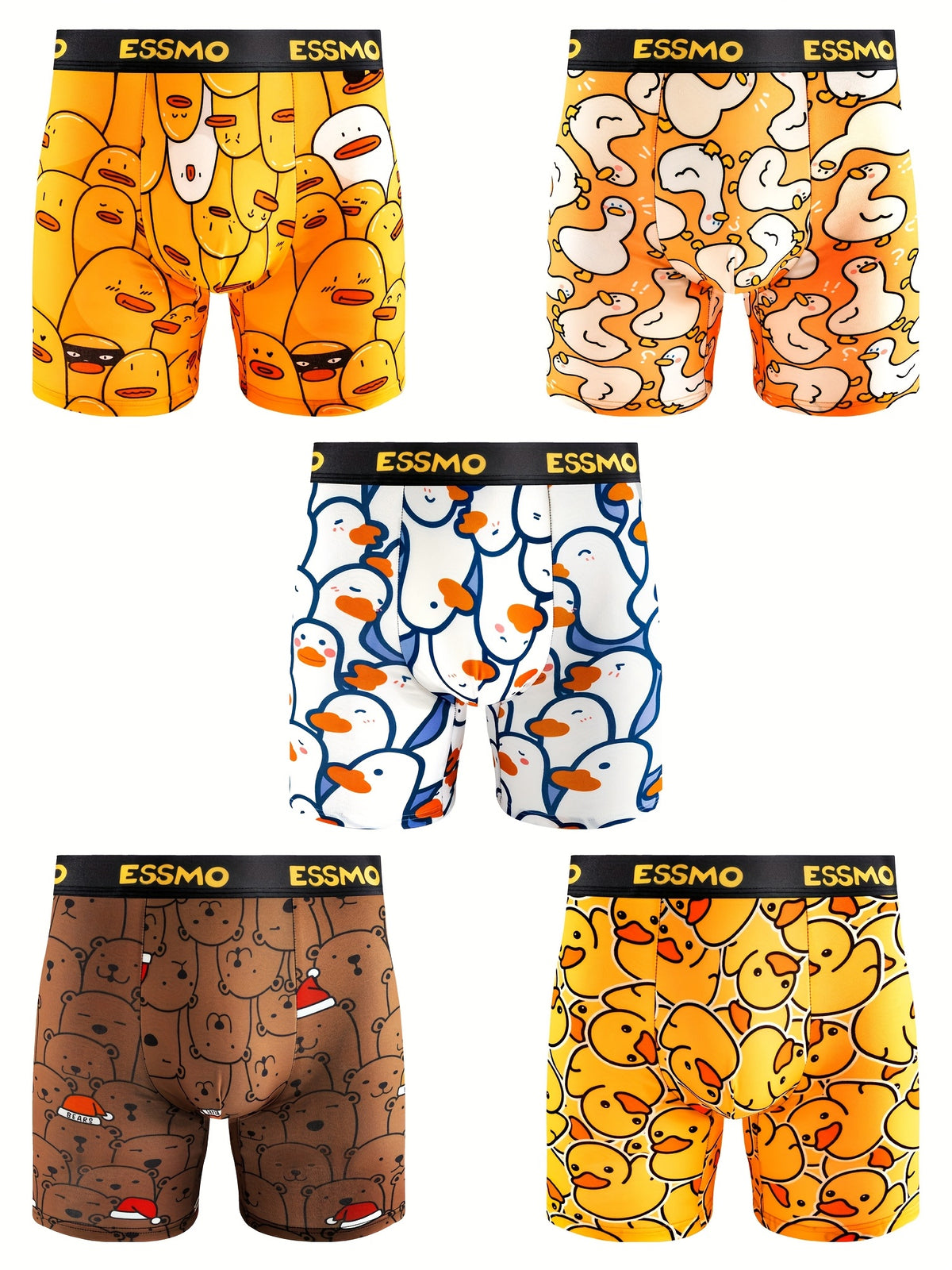 Boxer long microfibre homme — lot de 5, géométrique, assortiment S, du S au 3XL (modèle 2)