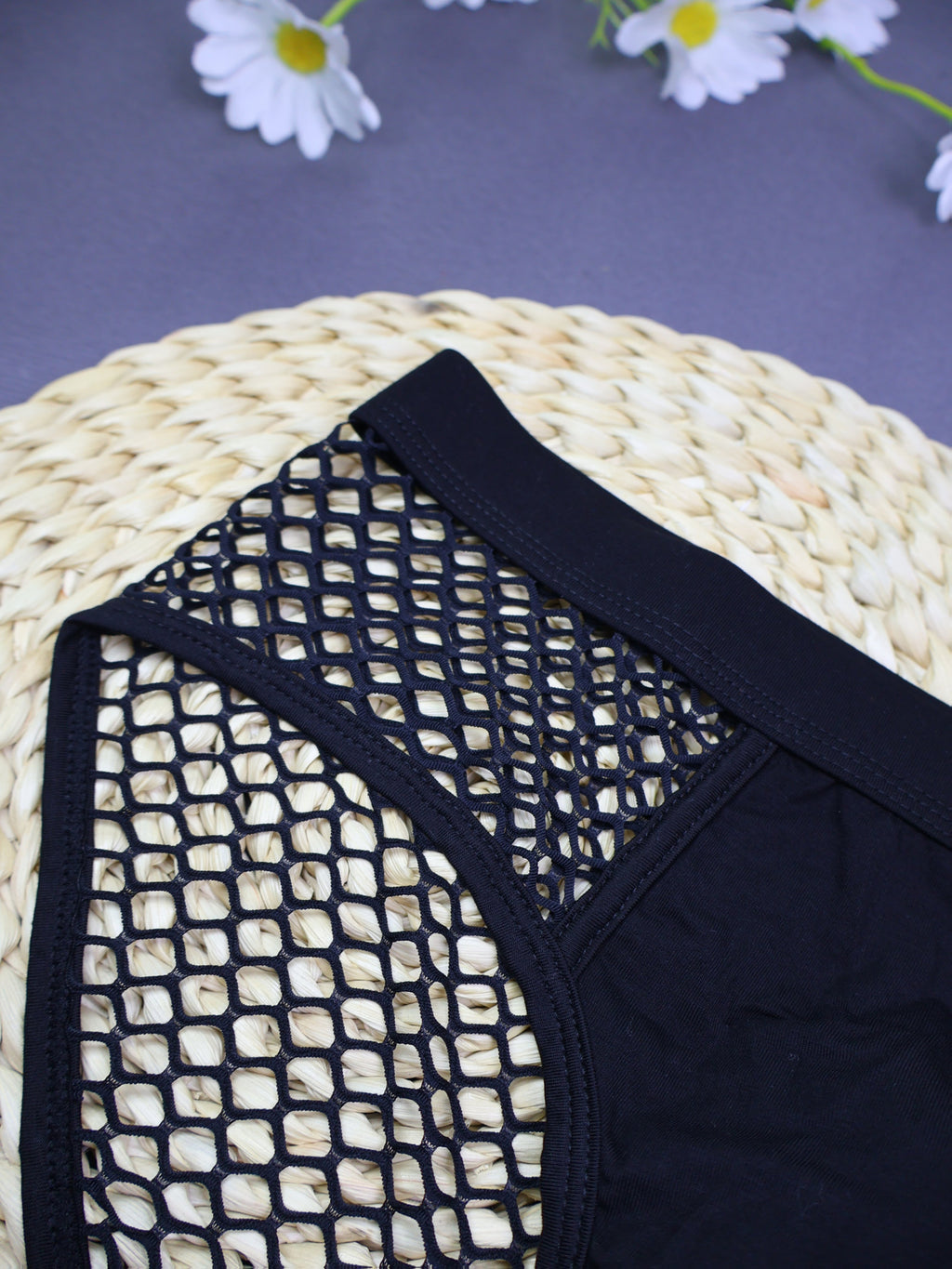 Slip à poche de maintien homme, coupe échancrée, noir, peu extensible