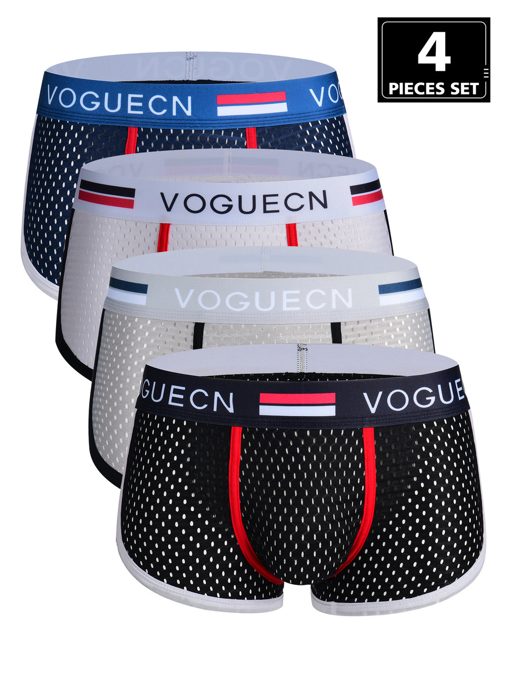 Boxer respirant microfibre homme — lot de 4, imprimé, assortiment S, du S au XXL