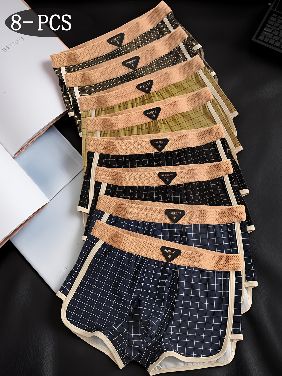 Boxer respirant microfibre homme — lot de 8, géométrique