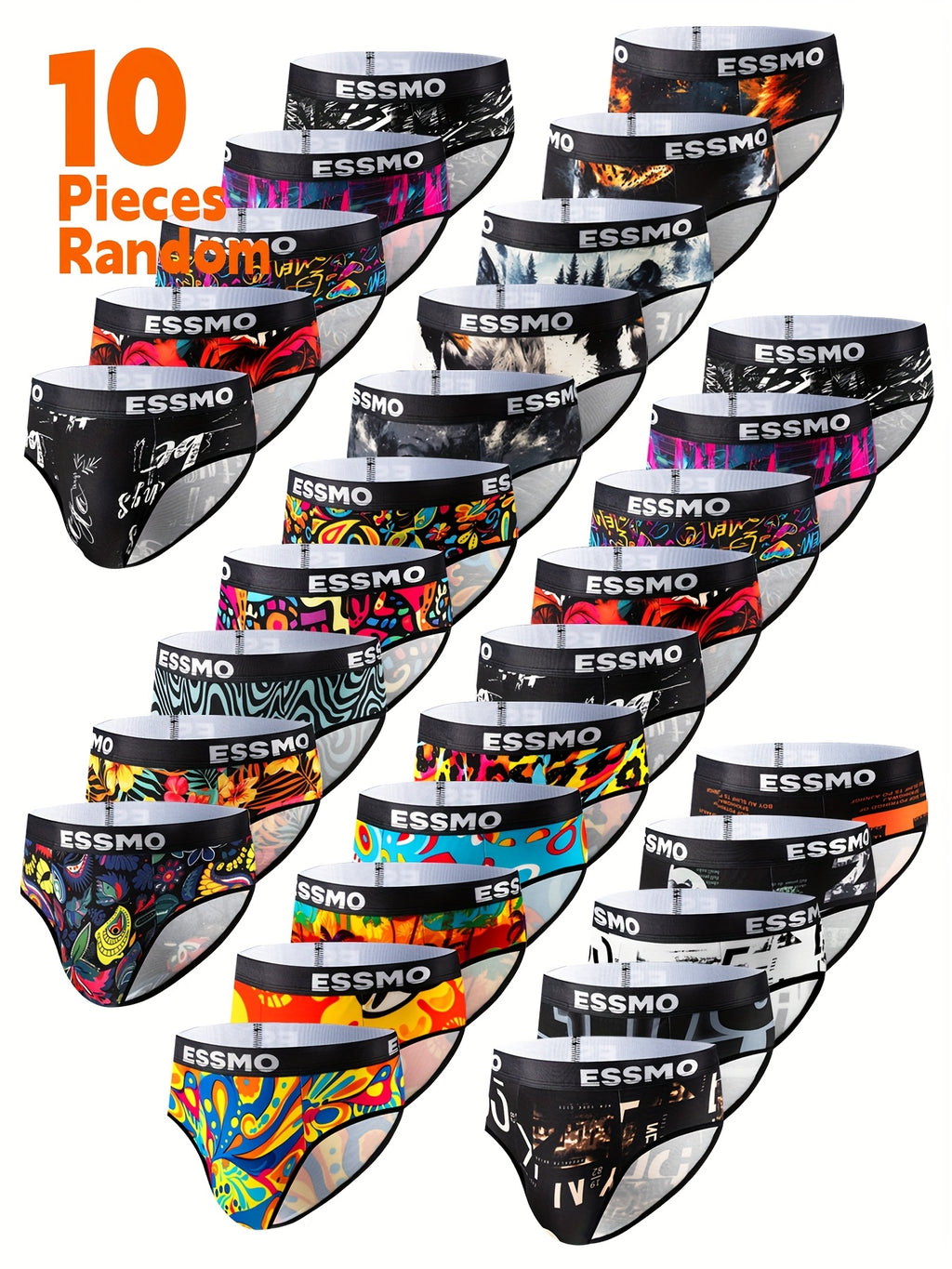 Slip microfibre homme — lot de 10, géométrique