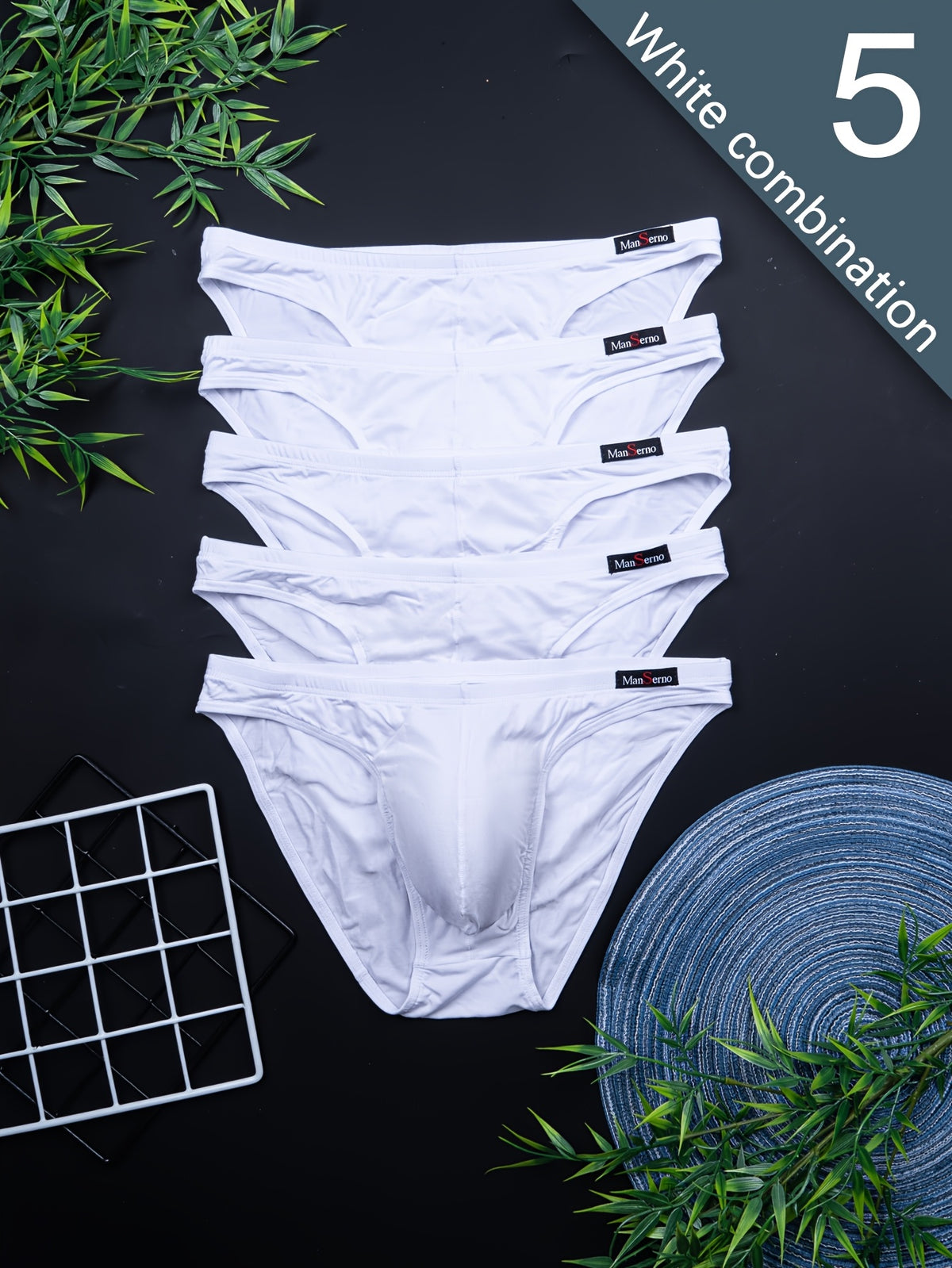 Slip respirant bambou homme — lot de 5, uni, du S au XXL
