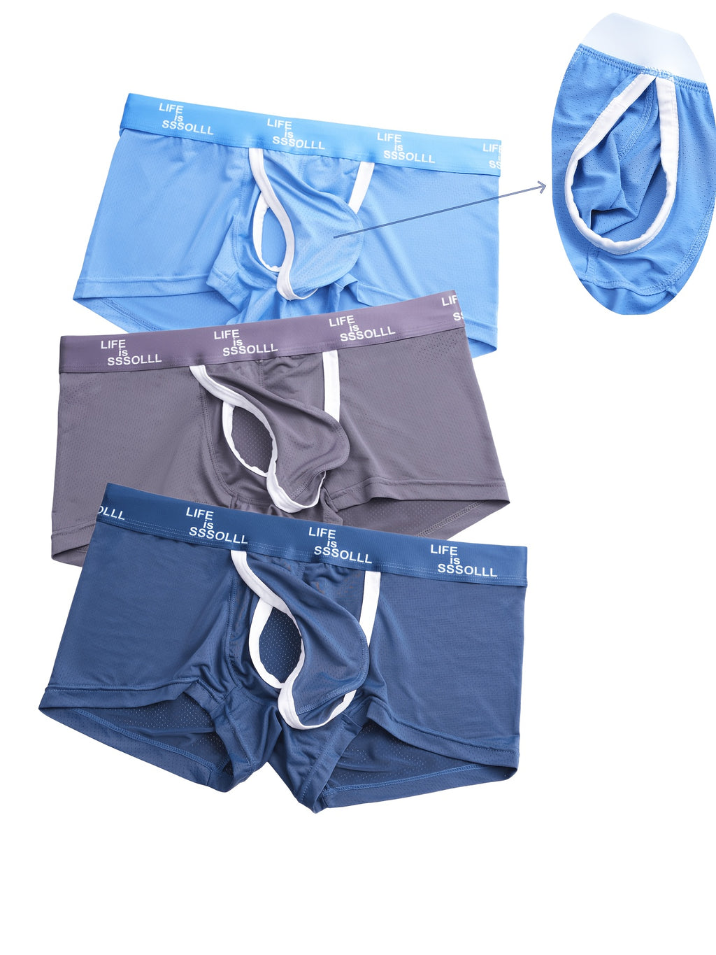 Boxer grande taille respirant microfibre homme — lot de 3, uni