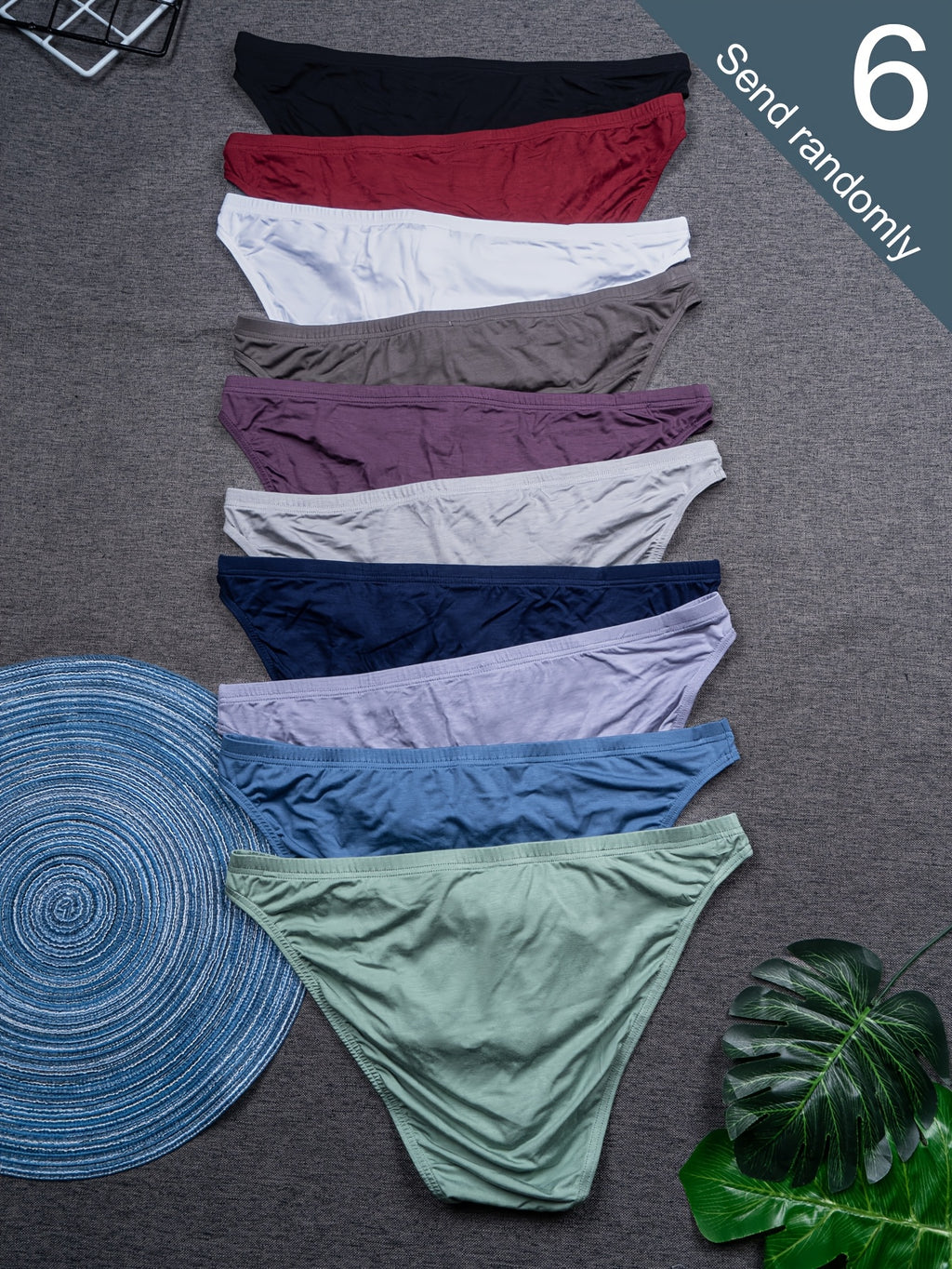 Slip moulant respirant bambou homme — lot de 6, uni