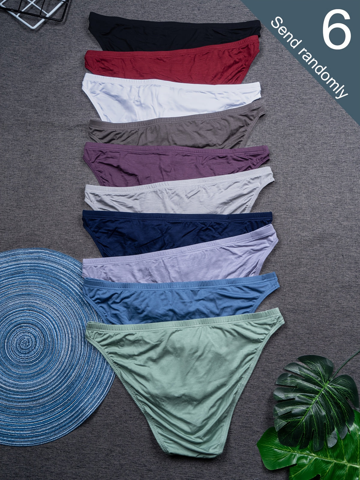 Slip moulant respirant bambou homme — lot de 6, uni