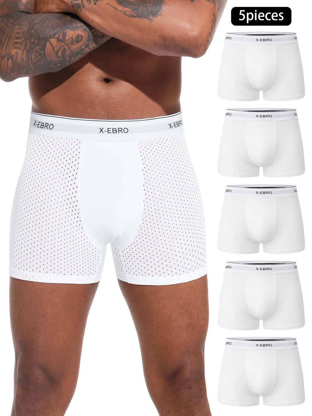 Boxer microfibre homme — lot de 5, uni, du S au XXL (modèle 2)