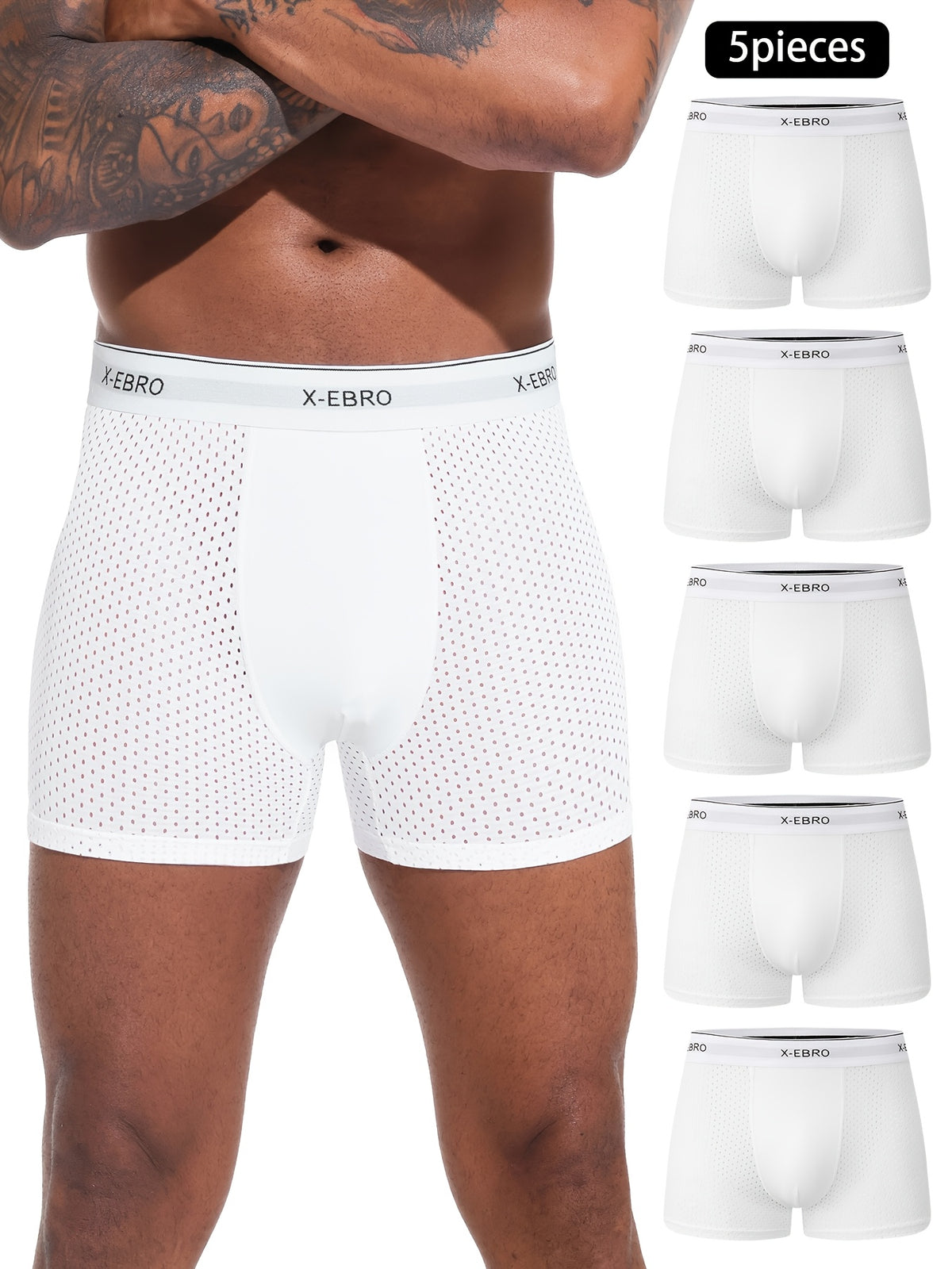 Boxer microfibre homme — lot de 5, uni, du S au XXL (modèle 2)