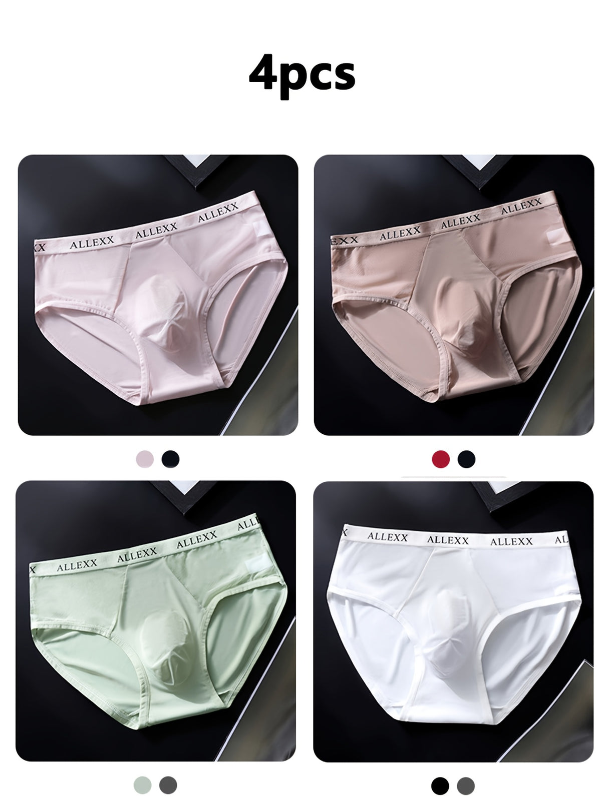 Slip sans couture séchage rapide homme — lot de 4, uni