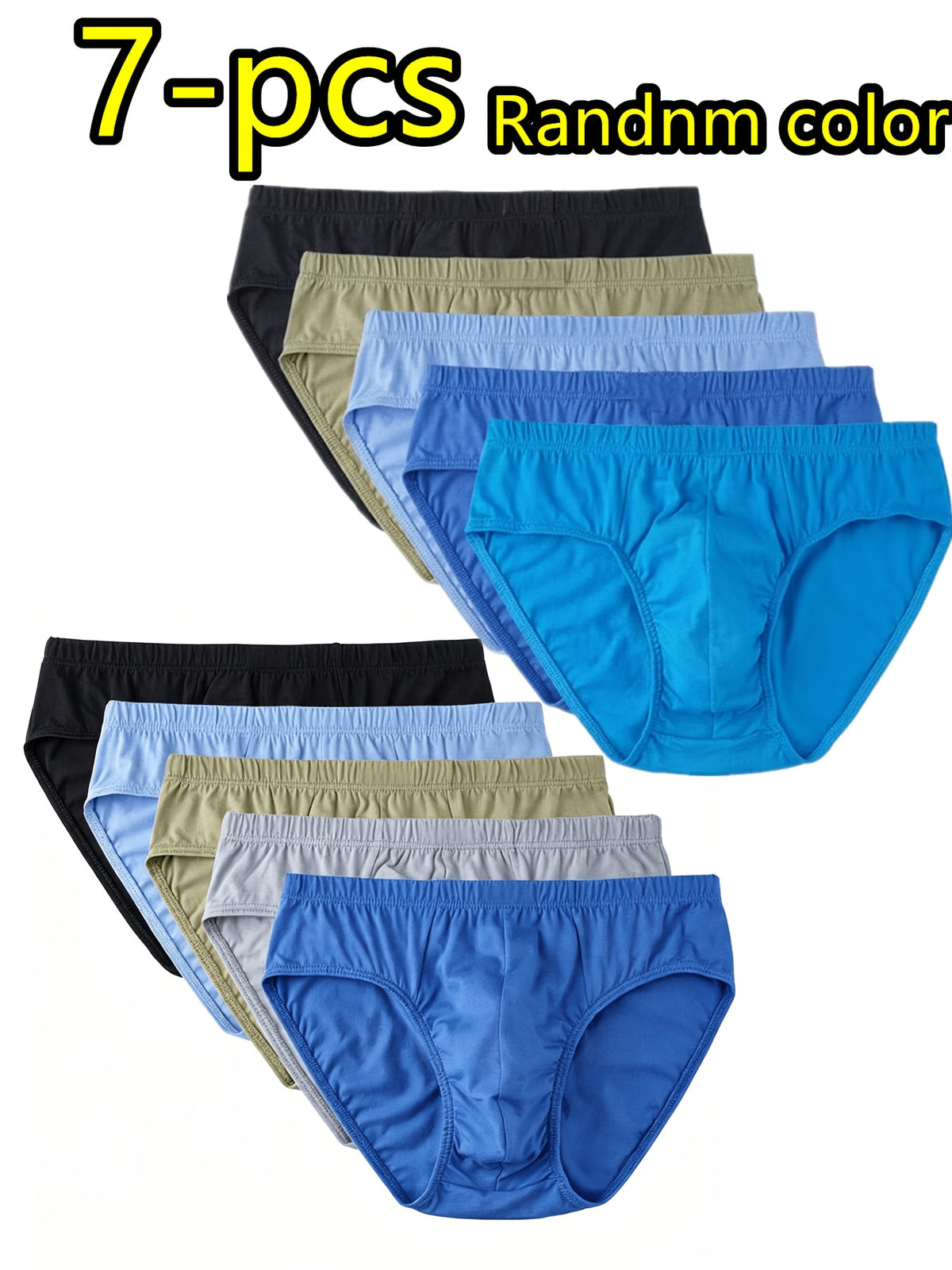 Slip large grande taille coton homme — lot de 7, uni