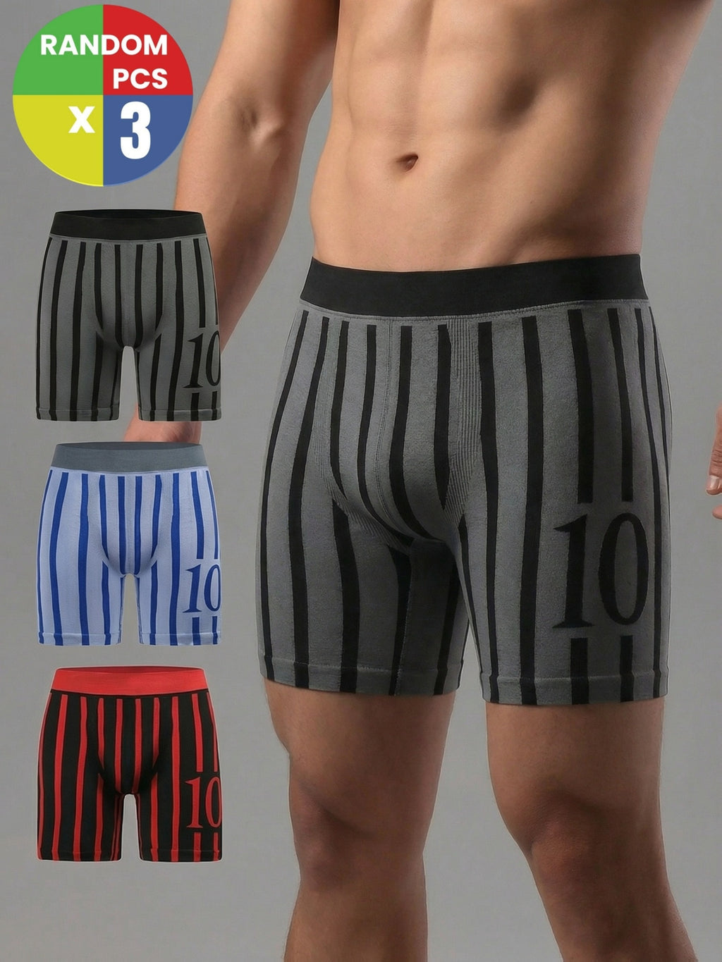 Slip sans couture long microfibre homme — lot de 3, imprimé — vue 3