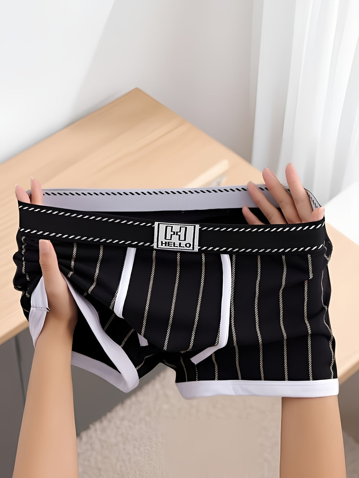 Boxer de sport respirant coton homme — lot de 6, rayé