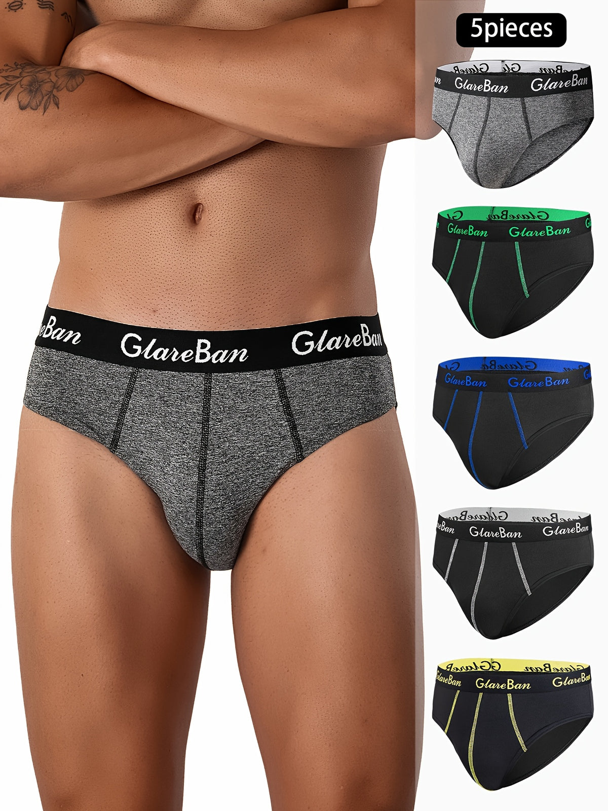 Slip microfibre homme — lot de 5, uni, assortiment E