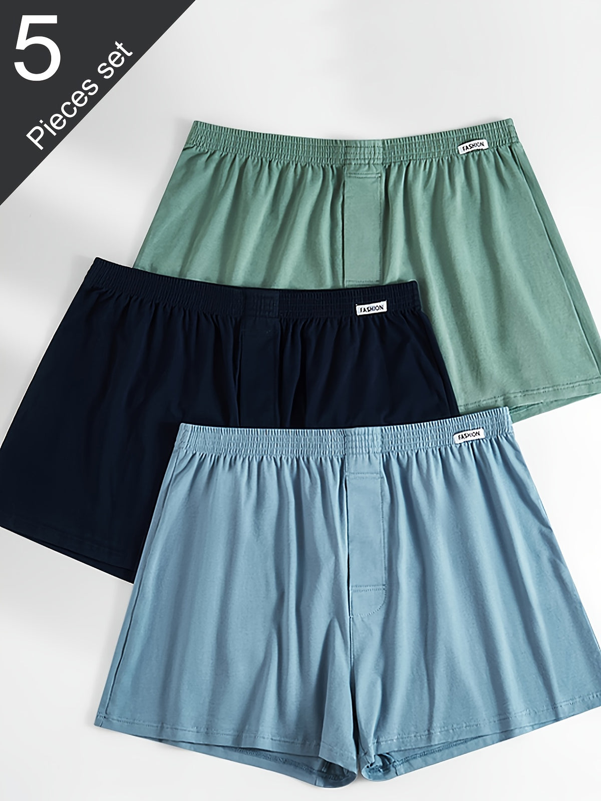 Boxer de sport respirant coton homme — lot de 5, uni, assortiment S, du S au XXL