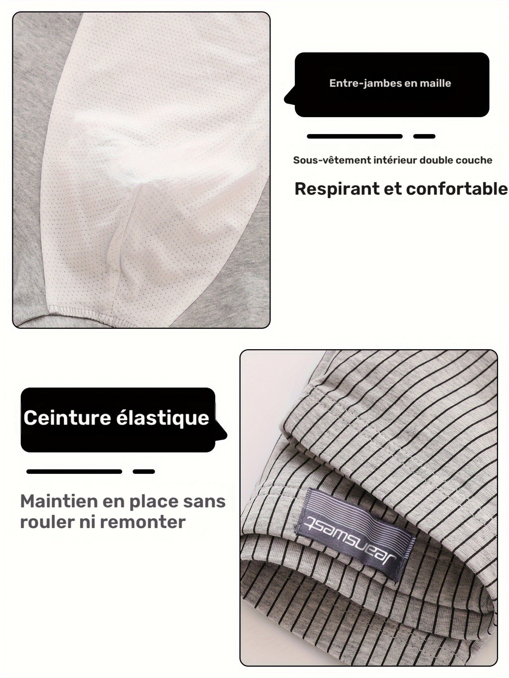 Slip microfibre homme — lot de 4, rayé