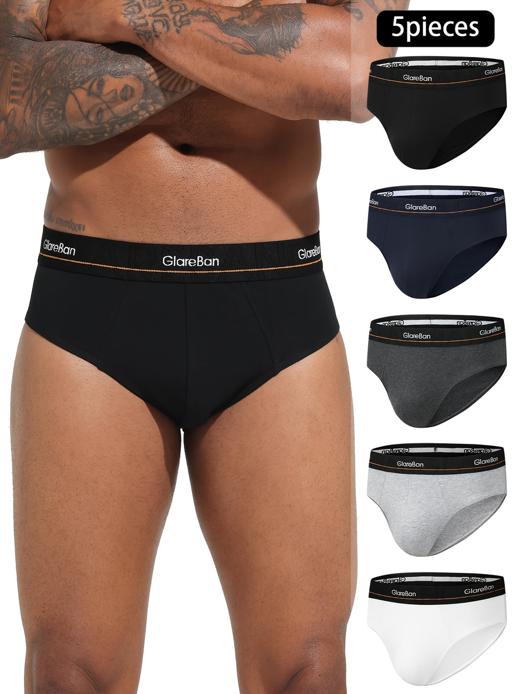Slip coton homme — lot de 5, uni, assortiment E