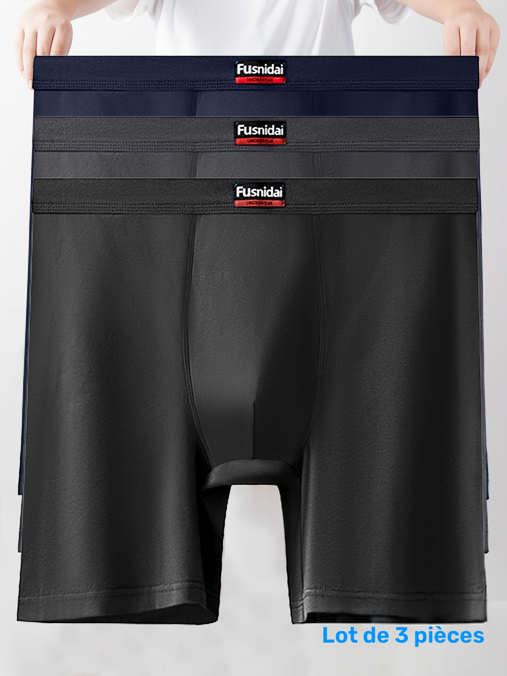 Boxer taille haute large coton homme — lot de 3